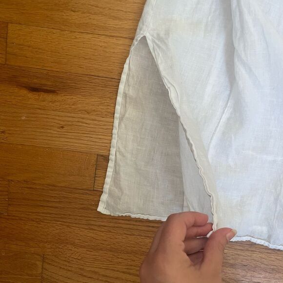 Eileen Fisher Top Women’s Organic Handkerchief Linen V Neck Wrap White Small P - Picture 8 of 13